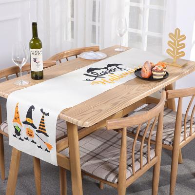 China Jacquard Table Runner Cartoon Christmas Tree and Gifts on Red Stripes Table Runner Dresser Sashes Farmhouse Table Runner for sale