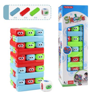 China Wooden Plastic Tower Block Stacking Game Insect Building Blocks Family Toy Building Fine Motor Skill Sets for sale