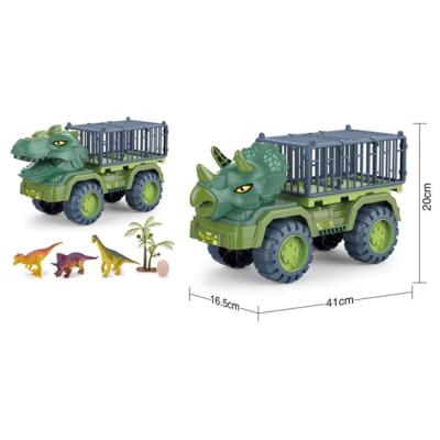 China Plastic Dinosaur Toys Truck Transport Car Pull Back Vehicles Cars Building Toys For Boys And Girls Pretend Play Tyrannosaurus Toys for sale