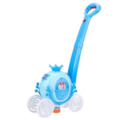 China Wholesale Plastic Kids Outdoor Play Bubble Toys Cute Pumpkin Hands Push Bubble Cart With Light And Music for sale