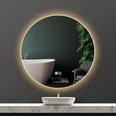 China Bright Modern Hotel Bedroom Frameless Round Backlit Led Lighted Bathroom Wall Mirrors for sale