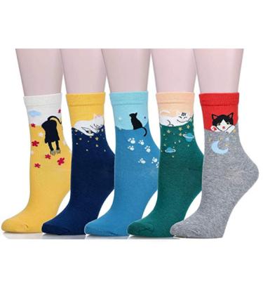 China Wholesale High Quality Antibacterial Cotton Socks Cute Colorful Cat Tube Socks For Women Cartoon Girls And Ladies for sale