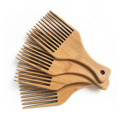 China Custom Logo Bamboo Hair Comb Wide Afro Comb Professional Wholesale Waterproof Pick Custom Tooth for Barber for sale