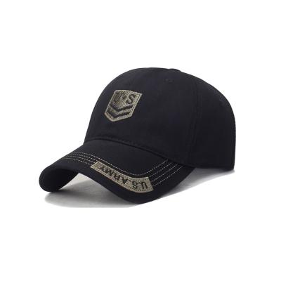 China OEM COMMON Custom Mens Fashion High Quality 6 Panel Hat Black Breathable Healthy Fabric Embroidered Hat Baseball Caps With Logo for sale