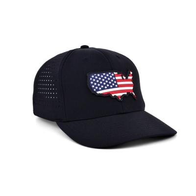 China GUANLONG JOINT Custom Custom Country Crown Sufficiency Rubber Performance United States America USA Flag Patch Trucker Hat Adjustable Baseball Cap for sale