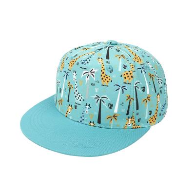 China JOINT Custom 5 Panel Design Your Own Floral Printing Snapback Hat, Bill Laser Cut Holes Snapback Hat Baby Flat Cap for sale