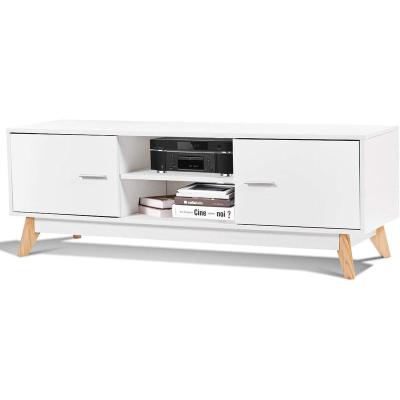 China 2 Drawer White Wooden TV Display Cabinet Floor TV Stand Furniture for sale