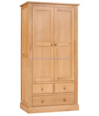 China Modern design solid wood wardrobe with cabniet above panel oak wood MDF structure closet wardrobe solid wood bedroom for sale