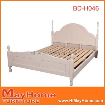 China Arch Design Queen Size Solid Wood White Wood Finish Bed for sale