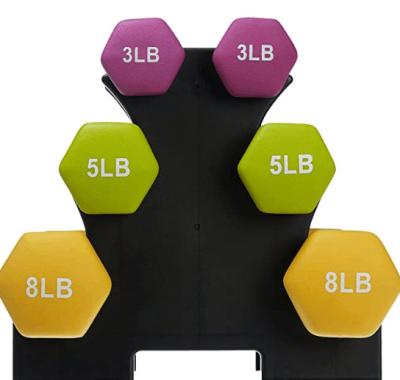 China Gym Dumbbells Universal Colorful Custom Vinyl Neoprene Hex Dumbbell Sets for sale