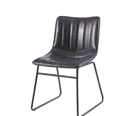 China Removable Cover Concise Style PU Powder Coated Metal Leg Lounge Dining Chair for sale