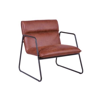 China Removable Back Rest Brown PU Cover Luxury Chair For Dining Living Room And Office for sale