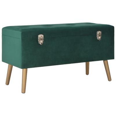 China Good Price Green Velvet Foldable Trunk Storage Stool Hallway Bench Furniture for sale