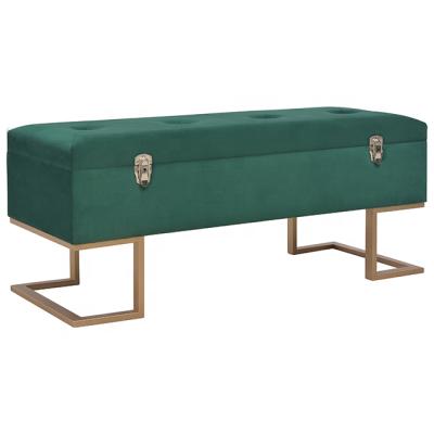 China Foldable Multi Functional Living Room Furniture Green Velvet Storage Bench For Bedroom for sale