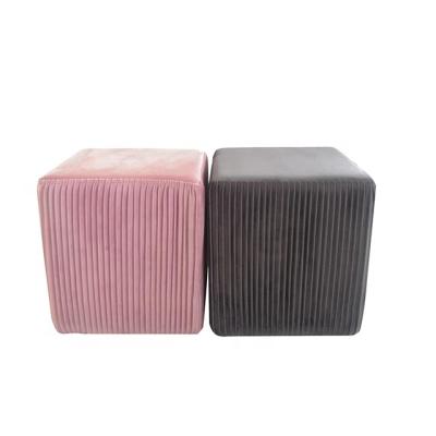 China Beauty Fabric Stool Velvet Soft Cube Stool With Clothes Sofa Pouf Velvet Seat for sale