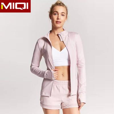 China Breathable Custom Sports Wear Nylon Spandex Breathable Yoga Wear Nylon Jackets With Hoodies Fitness Yoga Jacket Set For Women for sale