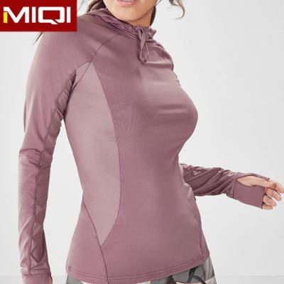 China Breathable Sexy Girls Gym Clothing Women Sports Hoodie With Side Pocket for sale