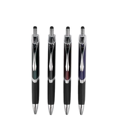 China office & School Pen KB600412 OEM Engraved Rubber Refill Pen With 1.0mm Metal Tip Touch Screen Soft Touch Click-Grip Function for sale