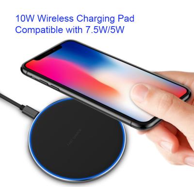 China 10W WIRELESS CHARGER PAD Ultra Slim Aluminum Fast Qi Wireless Charger Pad compatible woth 7.5W 5W for sale