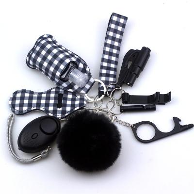 China Outdoor Tiktok Personal Alarm Metal Knit Self Defense Key Chain For Women And Kids Tassel Bracelet Security Defense Key Chain Set for sale