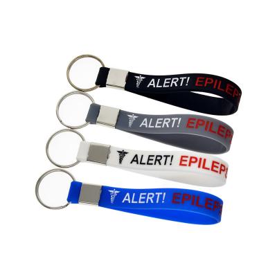 China Events Your Logo Or Text Personalized Silicone Wristband With Keychain Fully Customized Cheap Promotional Silicone Key Chain Gift for sale