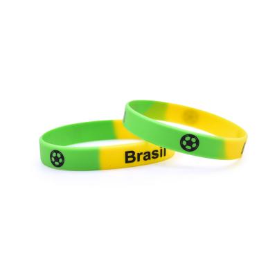 China Wholesale Wearable Wristband Brazil Logo Promotional Custom Wristbands Promotional Advertising Soccer Basketball Country Flags World Cup Wristband for sale