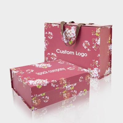 China Wholesale Biodegradable Custom Lipack Clothes Cosmetic Luxury Folding Paper Shoes Cardboard Box Gift Shopping Packaging Box With Ribbon Handle for sale