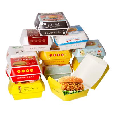 China Lipack Kfc Eco Food Packaging Hamburger Box White Paper Clamshell Recyclable Hamburger Box for sale