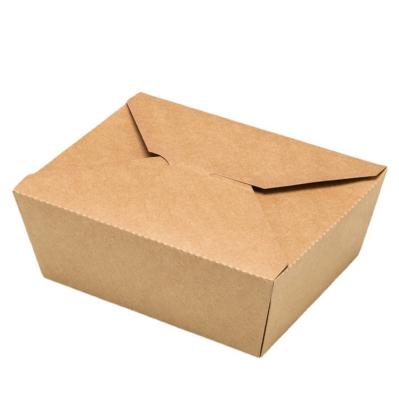 China Lipack Recyclable Waterproof Craft Food Container Disposable Paper Food Take Away Kraft Paper Lunch Box for sale