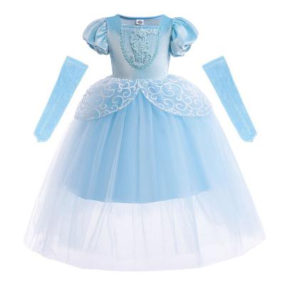 China Breathable European and American Girl Dress Wholesale Cosplay Cinderellas Princess Dress Lace Panels Puff Sleeves Kids Dress for sale