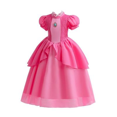 China Other 2022 Halloween Bikini Princess Dresses Pink Mesh Dresses Wholesale Little Girls Stage Performance Short Sleeve Dresses for sale