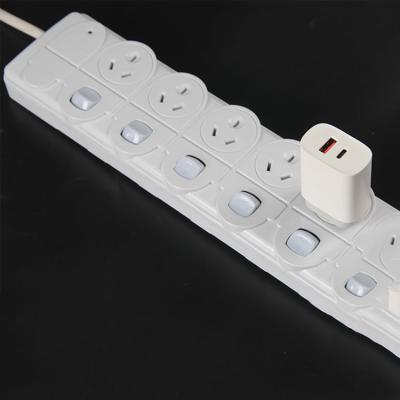 China ABS/PC Body SAA Australia standard 6 usb  outlet switched surged protected outdoor smart  powerboard  with extension cord for sale