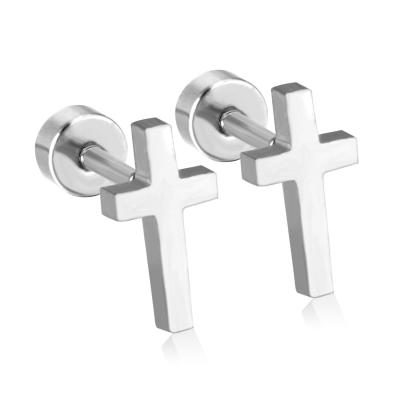 China High Quality Small Earrings Wholesale Silver Stainless Steel Cross Stud Earring Sets For Women Jewelry for sale