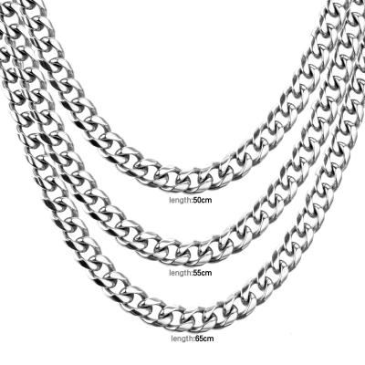 China Hiphop Chain Link Hip Hop Jewelry Men's Stainless Steel Luxury Hot Selling 7mm Cuban Silver Necklace for sale