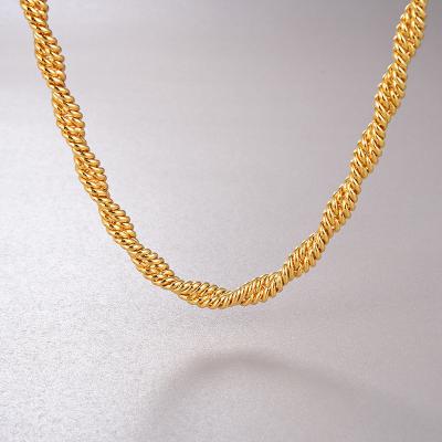 China Environmental Friendly Drop Shipping New Arrived Nice Jewelry 18K Gold Plated Waterproof Rope 6mm Twist Chain Necklace For Women for sale