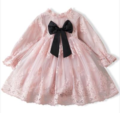 China Anti-wrinkle Autumn Lace Flared Sleeve Flower 2021 3-8 Years Kids Girls Princess Dress for sale