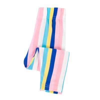 China Autumn Fashion Chromatic Stripe Cotton Breathable Stretch Kids Girl Leggings for sale