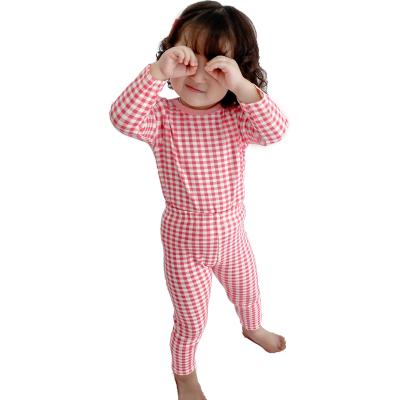 China 2021 Casual Wholesale Cotton Plaid Long Sleeves Kids Pajamas Set Girls for sale