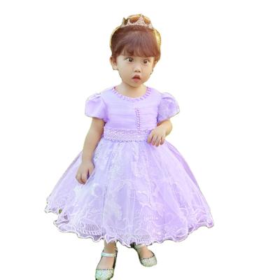 China 2021 Sweet Lace Bowknot White Summer Baby Ball Gown Regular Sleeveless Dresses for sale