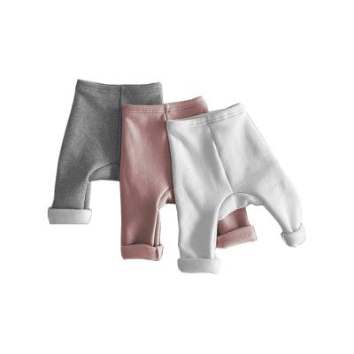 China 2021 Winter Breathable Cotton Plus Size Fleece Solid Color Unisex Newborn Baby Leggings for sale