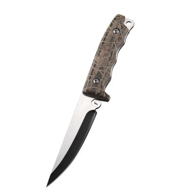 China Single Blade OEM Carved Knife Fixed Bag Color Wood Handle Outdoor Camping Nylon Blade Tactical Hunting Bag for sale