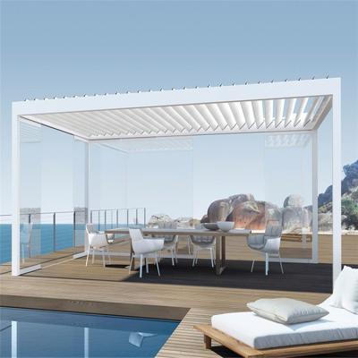 China Customized Aluminum Bioclimatic Motorized Louvered Pergola Easily Assembled Modern Design for sale