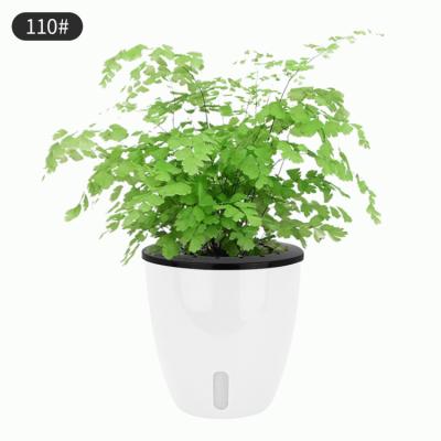 China Wholesale Modern Cute White Self-absorbing Lazy Resin Double Pot Mini Flower Round Flower Pot Plant Plastic Flower Pots for sale