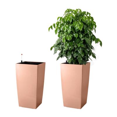 China Hot Selling Luxury Plastic Flower Pot Minimalist Large Flower Pots High Square Outdoor Plastic Pot Bulk for sale