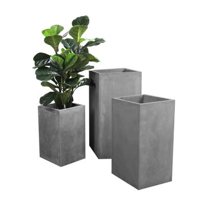 China Breathable for sale high quality Square Magnesium Mud Flower Pots Cement Square Outdoor Flower Pot Big Large for sale