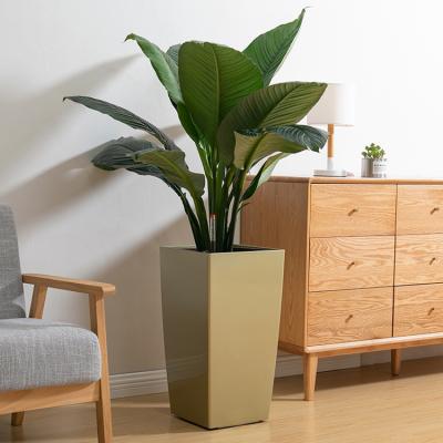 China Morden Home Brown Planter Outdoor Flower Pots Plant Pot Plastic Flower Pots For Living Room for sale