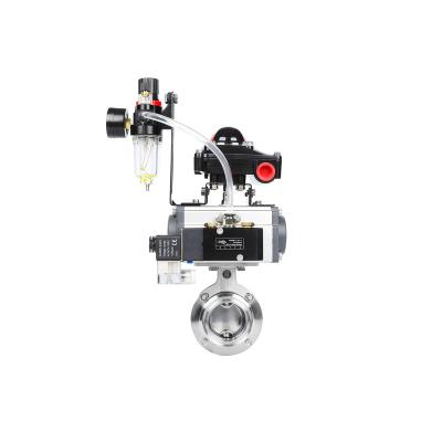 China General ISO Sms3a Food Grade Pneumatic Triple Din Sanitary Class Pneumatic Butterfly Valve for sale