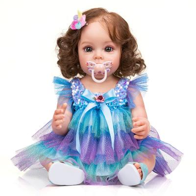 China Princess Pait 55CM Softly Reborn Toddler Girl Sue-Sue Body Silicone Hand-Detailed Full Rooted Hair Toy For Girls Gift Waterproof for sale