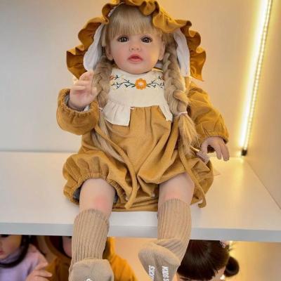 China BLINKING Reborn Girl Doll Toddler 24inch Blonde Hair With Soft Cloth Body Princess Betty Lifelike Soft Touch Bodysuit Gifts For Kids for sale