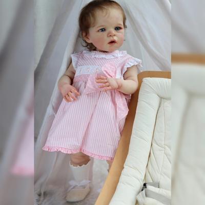 China BLINKING 24inch Already Painted Reborn Sandie Standing Doll Popular Lifelike Toddler Girl Finish Doll Soft Touch 3D Skin Art Doll for sale